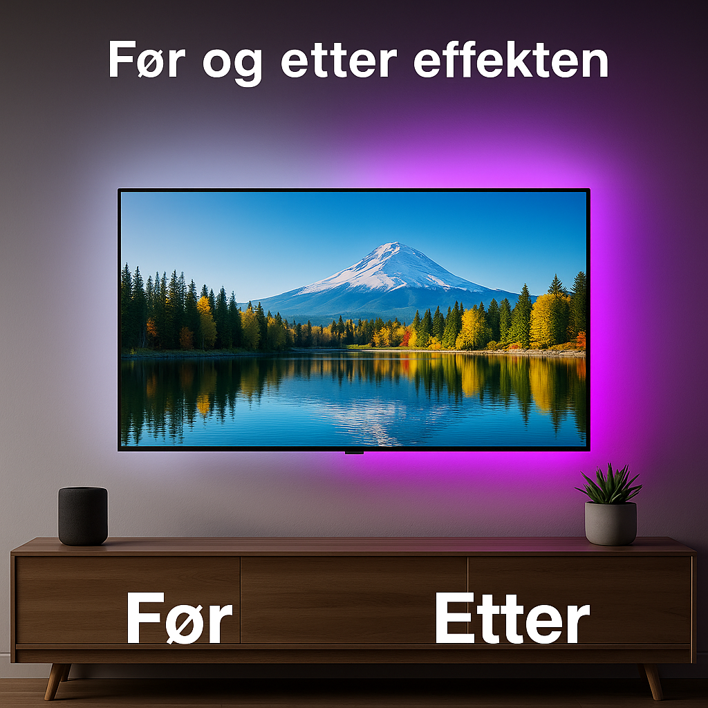 RGB LED Lyslenke med Fjernkontroll og App – Perfekt for TV, PC og Gamingrom