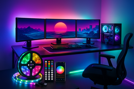 RGB LED Lyslenke med Fjernkontroll og App – Perfekt for TV, PC og Gamingrom